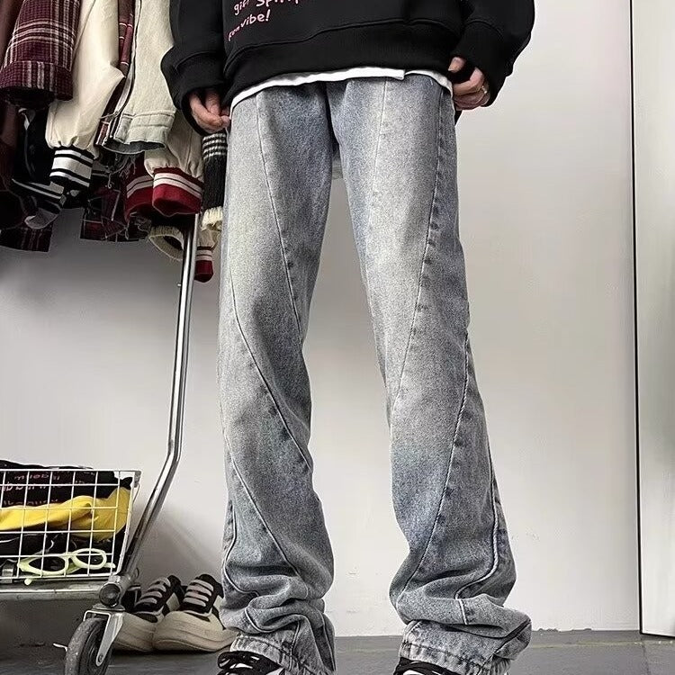 Grey Spiral Stitched Jeans